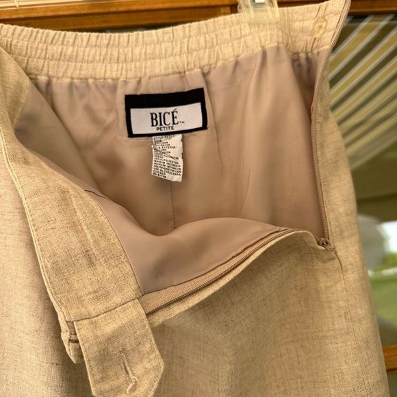 Bicé Tan Linen Blend skirt size 6p - Picture 3 of 7